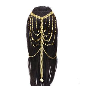 الذهب اللون طويل شرابة النساء الشعر المجوهرات العرقية السفر بيان الشعر maang تيكا عقال - Product Image 4