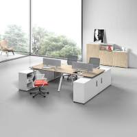 Postazione di Lavoro per Ufficio per 4 Persone, Configurazione Schiena a Schiena con Cassetti Portaoggetti e Divisorio Privacy, Tavolo in Melamina