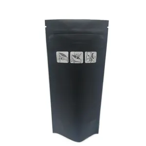 Kind Slip 1G 3.5G 7G 14G 28G Gram Matte Black Geur Proof Zip Lock Custom gedrukt 3.5G Mylar Zakken