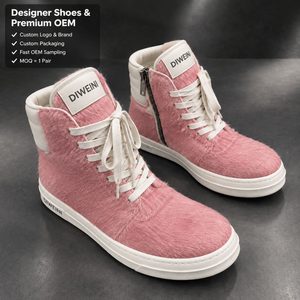 Luxury Designer shoe for Men Women High Quality Pink Furry High Top Baskets Zapatillas New - Product Image 1
