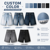 Shorts en jean rétro américains pour hommes avec logo personnalisé OEM, style hip-hop, coupe ample, jambe large, délavés, fabriqués par une usine professionnelle