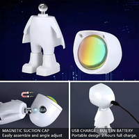 Projecteur de lumière de nuit astronaute, décoration d'intérieur, lumière d'ambiance rechargeable, lampe coucher de soleil robot pour enfants, lampe arc-en-ciel USB