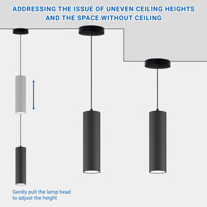 Lámpara Colgante Cilíndrica de Aluminio ETL de 10W/20W, Montaje en Superficie, Altura Ajustable, Regulable, para Cocina, Comedor, Restaurante - Product Image 2