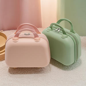 Boîte de rangement cosmétique de qualité supérieure 29x15x22cm avec fermeture éclair et roulettes pour le voyage, organiseur de maquillage, couleur unie, matériau ABS PC - Product Image 3