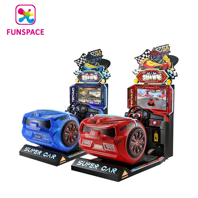 Funspace Coin Operated Arcade Game Machine 26" Hd Lcd Screen Kid Racing Car Driving Simulator