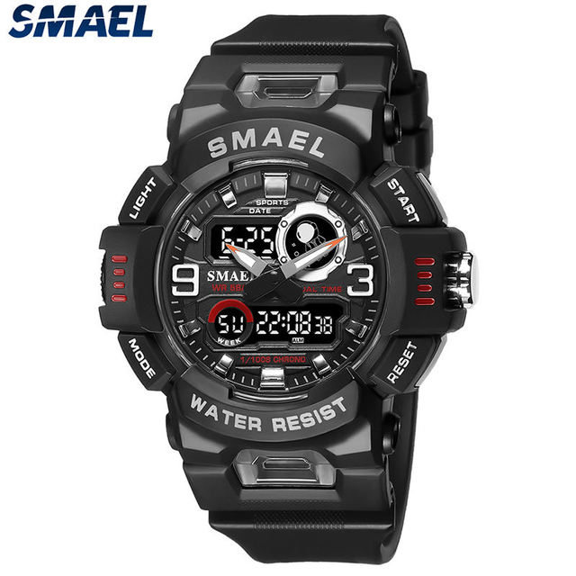 SMAEL 8063 New Design Sport Watch Dual Time Waterproof Quartz Watches for Men Clock Alarm Stopwatch Quartz Wristwatches