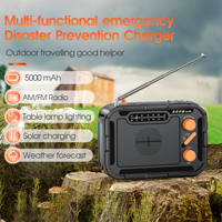 Radio d'urgence à manivelle, banque d'alimentation solaire 5000mAh, AM FM, lampe torche, boussole SOS, survie en camping, portable, vente en gros