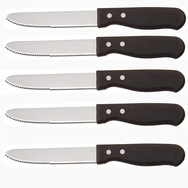 serrated blade steak knives with plastic