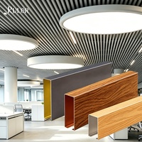 Plafón Falso de Aluminio Blanco en Forma de U Resistente al Fuego para Oficina, Panel de Techo de Aluminio para Interiores