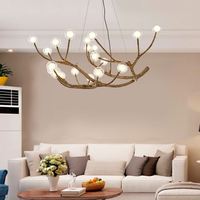 Lustre LED vintage rétro de style nordique en résine, design branche d'arbre et bulles, intensité variable, pour bar
