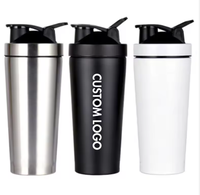 750ml Fitness Gym Custom Logo Dubbelwandige Metalen Proteïne Shakerfles/Beker Gepersonaliseerd