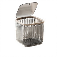 Mini poubelle de bureau en plastique transparente, poubelle portable avec couvercle, organisateur de bureau pour le bureau et la maison