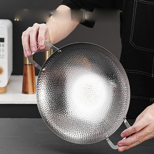 Vàng Thép không gỉ búa chảo nhà hàng đôi tai lẩu hải sản lưu vực hải sản Shabu nồi đáy tròn chảo - Product Image 3