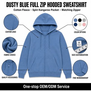 Sudadera con capucha extragrande personalizada con logo, holgada, de algodón grueso negro, forro polar, con cremallera completa, estilo casual, streetwear. - Product Image 2
