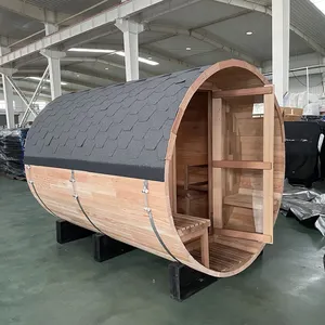 smartmak Fabrik individuell im Freien Finnland Holzfass Sauna 4-8 traditionelle Holzfeuerfass Sauna