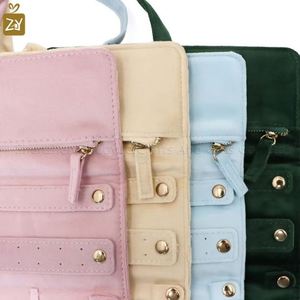 Sac à bijoux en velours moderne imprimé sérigraphié, livraison rapide, promotionnel, multifonctionnel, pochette portable pour boucles d'oreilles et colliers, cadeaux - Product Image 3