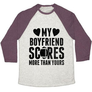 แฟนของฉันมีสกอร์สูงกว่าคุณ (ฟุตบอล) เสื้อยืดเบสบอลแบบทริบลีนสำหรับทุกเพศ - Product Image 5
