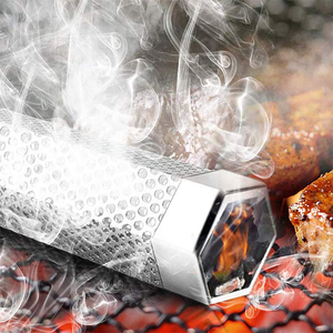 Tube fumoir hexagonal rond en acier inoxydable 304 pour <span class=keywords><strong>barbecue</strong></span>, générateur de fumée froide et chaude de 5 heures pour Traeger <span class=keywords><strong>Weber</strong></span> Grill - Product Image 2