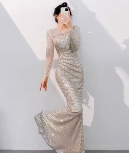 Chiffon Evening Dress - Beaded Long Formal Gown