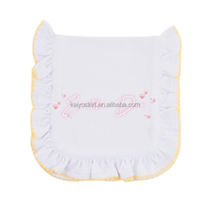Cá nhân bé gái ợ quần áo 100% cotton Đồng bằng màu trắng Monogram bé BIB Bộ - Product Image 2