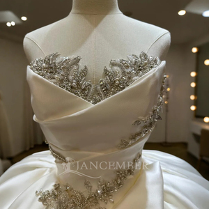 Satin Ivory <b>Wedding</b> Dress Pearl Hand-Embroidered Sweetheart Ball Gown Lsjj47 Jancember - Product Image 2