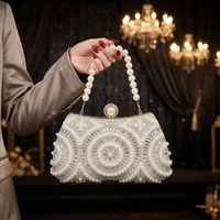 Tas Selempang Mutiara Model Terbaru 2026, Dompet Pesta dengan Pegangan Rantai, Tas Bahu Rantai, Tas Tangan Vintage Berongga dengan Hiasan Berlian Imitasi