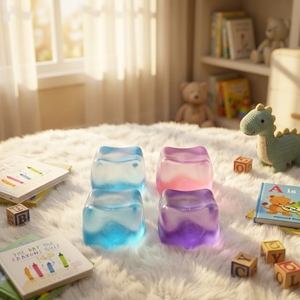 Holographic Glitter Square TPR Squishy <b>Toy</b> with Ice Texture for Anxiety Relief and <b>Educational</b> Play for Kids and Teens Squeeze - Product Image 1