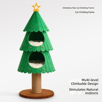 Arbre à chat de Noël multi-niveaux avec poteaux à gratter, condo et perchoir en bois, emballé en carton
