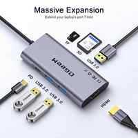 QGEEM 7 in 1 USB C Hub, Adaptor 4K dengan Pengisian Daya PD 100W, 3 Port USB 3.0, Pembaca Kartu SD/TF untuk MacBook, iPhone 15-17