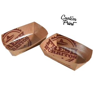 color printed boat shaped paper food tray for burger hot dog corn dog box