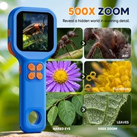 Inskam 392 Handheld Mini Digital Microscope Toy 500x for Kids Educational Plastic 2.4-inch Screen Easy to Use