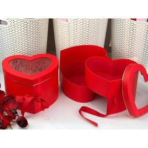 Valentine's Day Tired Heart Shaped Flower <b>Box</b> <b>Red</b> Cardboard With Lid For Holiday Gift Set - Product Image 1