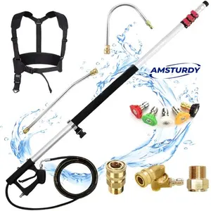 Amsturdy TW18 steel brass roof cleaner solid durable easy install aluminum comercial grade pressure washer magic telescopic wand