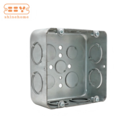 Boîte électrique carrée en acier prégalvanisé de 4-11/16 pouces, boîte de jonction à deux postes avec couvercle à deux postes et accessoires électriques