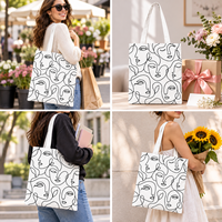 Sac fourre-tout en toile personnalisé avec impression de lettres, écologique, réutilisable, en coton, avec longues poignées, sac à bandoulière pour femmes, pour les courses quotidiennes