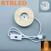 Base de lampe ronde en bois naturel pour sphère de cristal, support de lampe 3D en bois pour chambre à coucher, boule de cristal 3D gravée au laser pour intérieur