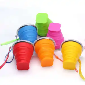 200ml Travel Silicone Cup Rubber Portable water Cup colorful Foldable Mug
