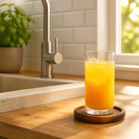 Sous-verres modernes écologiques en bois d'acacia, ronds de 5 pouces, pour protéger les boissons sur la table basse