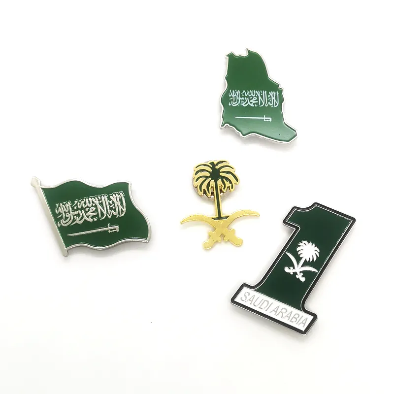 national day saudi flag pin magnet backing flag color enamel metal brooch