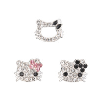 Charmes pour ongles en forme de chaton 3D Kawaii en diamant, strass pour chat, Hello Kitty, bling bling, manucure DIY, 100 pièces, accessoires en alliage métallique