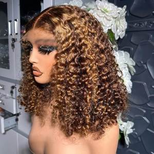 Perruques frontales en dentelle française longues avec petit bonnet, 100% cheveux vierges brésiliens Remy blonds couleur Piano - Product Image 4