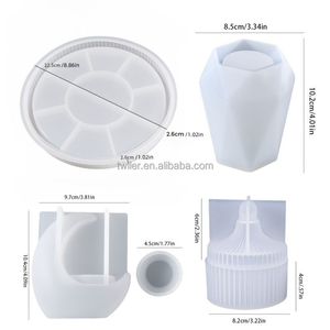 Twller 4Pcs Vase Tray Storage Candle Jar Silicone Mold <strong>Kit</strong> for Gypsum Making DIY Home Decoration Moule En Silicone Pour Platre - Product Image 3