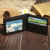 Dompet Lipat Kulit Crazy Horse Anti RFID, Jendela ID, Banyak Slot Kartu, Logo Kustom, Dompet Kulit Sapi Asli untuk Hadiah Pria