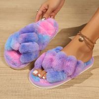 Soldes Exceptionnelles Chaussons Croisés à Bout Ouvert Doux et Moelleux en Coton et Laine Rembourrés pour Femmes, Tendance Automne-Hiver, pour la Maison