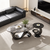 Table Basse Ovale en Marbre Luxe Léger, Design Moderne et Simple, pour Salon, Entrée, Petit Appartement, Table d'Appoint Élégante, Durable et Écologique
