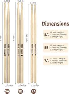 Set di Bacchette per Batteria in Quercia Bianca 5A/5B/7A con Logo Personalizzato, Marca PUNK MA-18O, Colore Naturale, per Amanti della Musica - Product Image 6