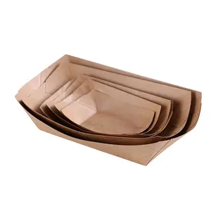Disposable Fast Food Restaurant Kraft Paper Food Packaging Boat Fries Tray For Food