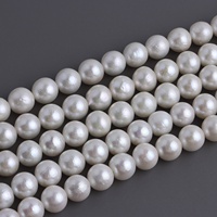 Perles rondes de culture d'eau douce naturelles de style Edison, 10-11 mm, blanc brillant, demi-finies, accessoires de bijoux DIY