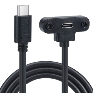 0.3m 3A T nero a forma di USB C cavo di montaggio a gomito tipo C maschio a femmina cavo di prolunga USB con blocco a vite - Product Image 5