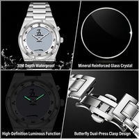 Nouvelle Montre Homme Tendance en Acier à Quartz avec Caractères Chinois, Seconde Sautante, Lumineuse et Étanche